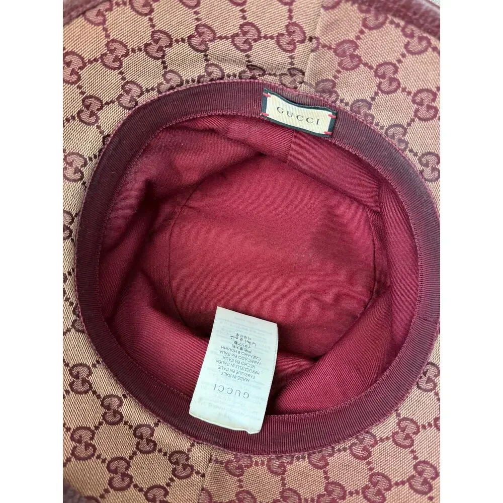 Gucci Burgundy Monogram Bucket Hat (Size L)